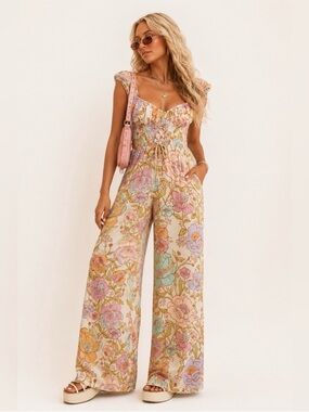 Free People Rolling Hills Jumpsuit in Tea Combo